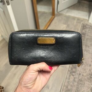 Marc by Marc Jacobs Black Leather Wallet with Gold Accents